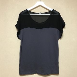 ユニクロ(UNIQLO)のシンプル.デザインTシャツ シースルー 肩透け感 フレンチスリーブ(Tシャツ(半袖/袖なし))