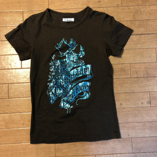 STUNNING LURE(スタニングルアー)のスタニングルアー ブラウン エメラルドグリーンラメ柄 半袖Tシャツ レディースのトップス(Tシャツ(半袖/袖なし))の商品写真