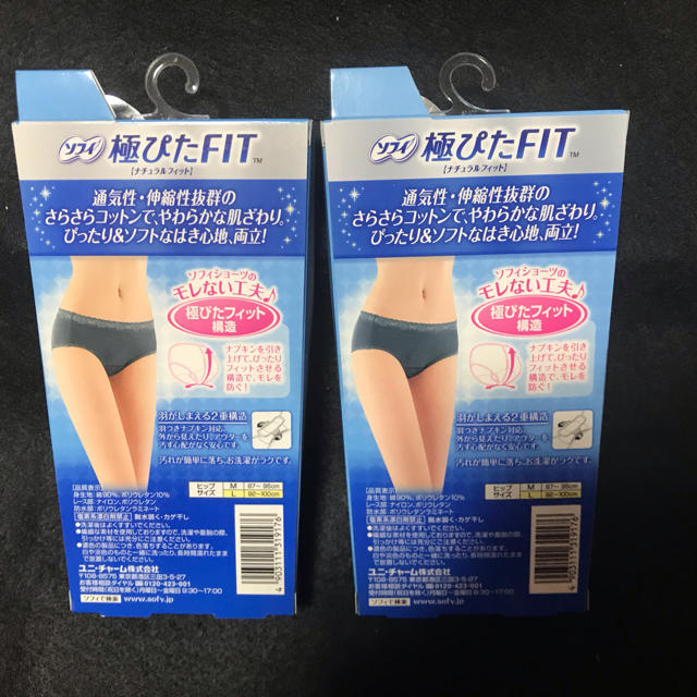 Unicharm(ユニチャーム)のソフィ 極ぴたFIT ナチュラルフィット Lグレー ふつう丈 ×2個 レディースの下着/アンダーウェア(ショーツ)の商品写真