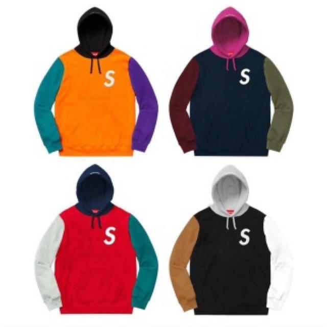 パーカーSupreme 19ss S Logo Colorblocked Hooded