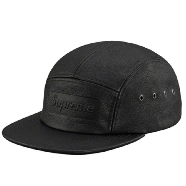 黒 Supreme Pebbled Leather CampCapメンズ