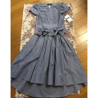 エムズグレイシー(M'S GRACY)のエムズグレイシー38 美品✨おリボンストライプセットアップ🎀(セット/コーデ)