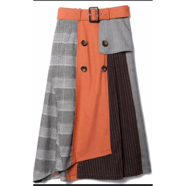 REDYAZEL(レディアゼル)のREDYAZEL 異素材スカート オレンジ レディースのスカート(ロングスカート)の商品写真