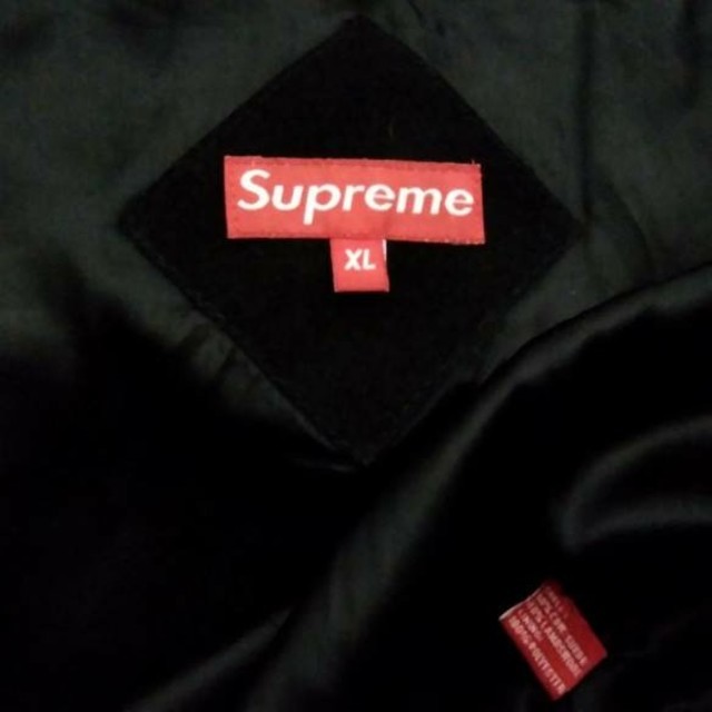 SUPREMEシュプリーム牛本革スエードライニングスタジアムジャケット黒XL新品