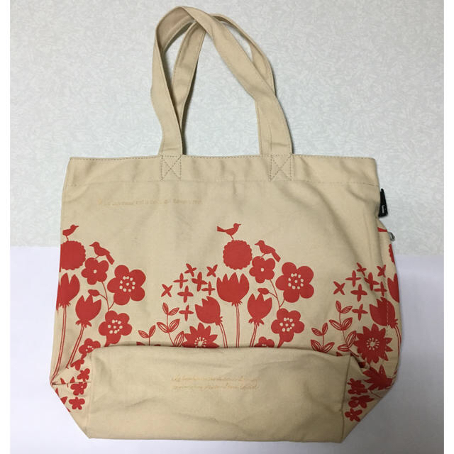 ROOTOTE(ルートート)の＊ROOTOTE＊（ルートート）キャンバス トートバッグ（ベージュ×レッド系） レディースのバッグ(トートバッグ)の商品写真