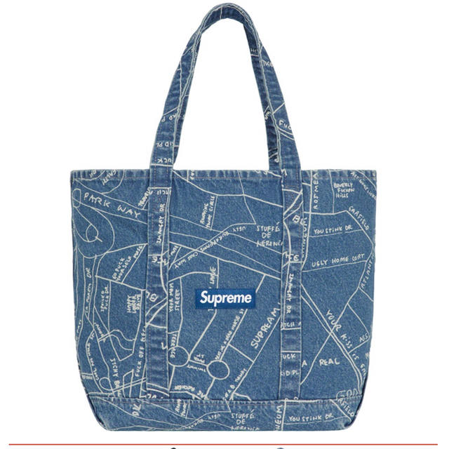 【青】supreme Gonz Map Denim Tote デニム トート