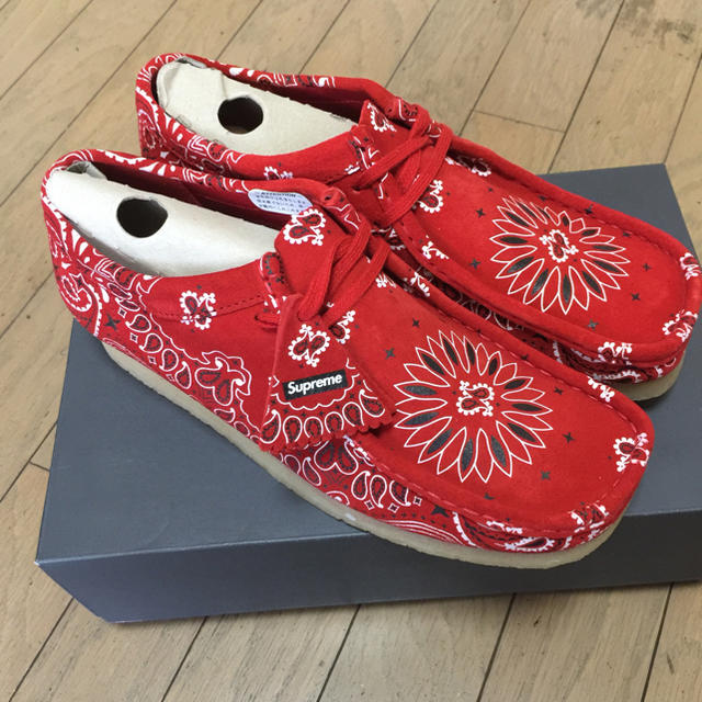 靴/シューズ2019SS SUPREME CLARKS BANDANA Wallabee 赤