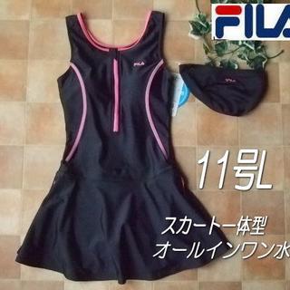 フィラ(FILA)の◆FILAフィラ・オールインワン・フィットネスワンピース水着・11号L・黒ピンク(水着)