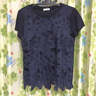 インデックス(INDEX)の花柄トップス 紺色(Tシャツ(半袖/袖なし))