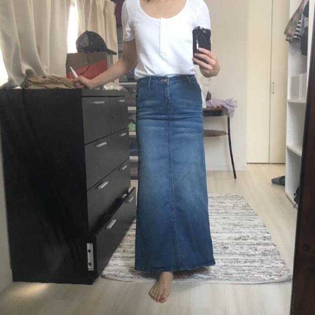 MOTHER DENIM ストレッチ入り マキシ丈 デニムスカート