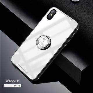 マグネット対応リング付☆iPhoneケース　X用ホワイト(iPhoneケース)