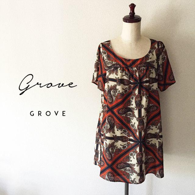 grove(グローブ)のグローブ☆スカーフ柄チュニックブラウス レディースのトップス(シャツ/ブラウス(半袖/袖なし))の商品写真