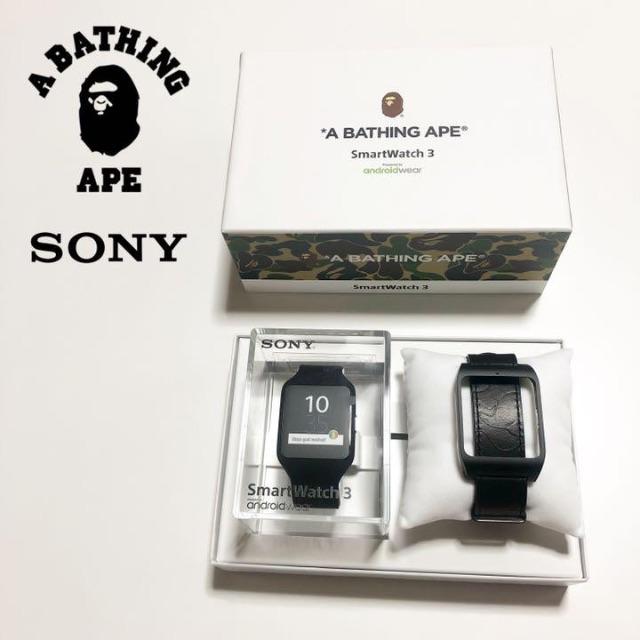 A BATHING APE(アベイシングエイプ)のA BATHING APE×SONY/SmartWatch3 本体＋ベルト メンズの時計(腕時計(デジタル))の商品写真