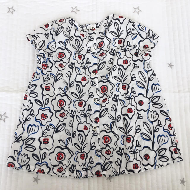 PETIT BATEAU(プチバトー)のプチバトー  ポプリンプリント  半袖ブラウス  36m キッズ/ベビー/マタニティのキッズ服女の子用(90cm~)(ブラウス)の商品写真