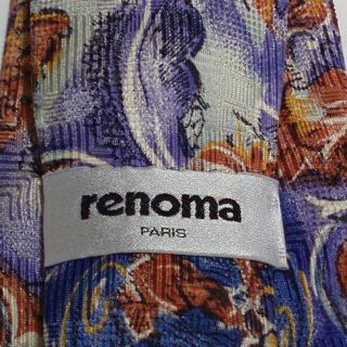 レノマ(RENOMA)の未使用品イタリア製レノマrenomaネクタイ(赤色 茶色 青色紫色系 花柄(ネクタイ)