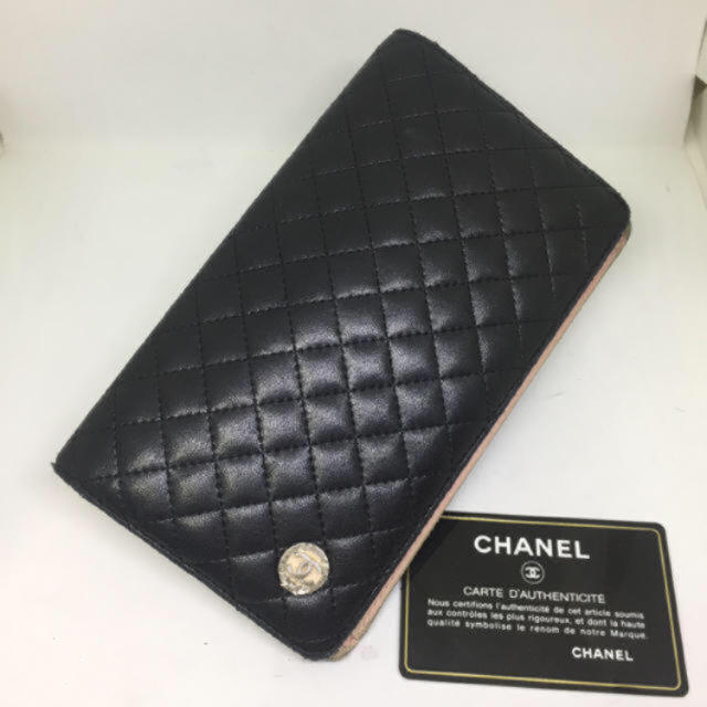 【CHANEL】長財布★　ギャランティーカード付！ キルティング　ココマーク