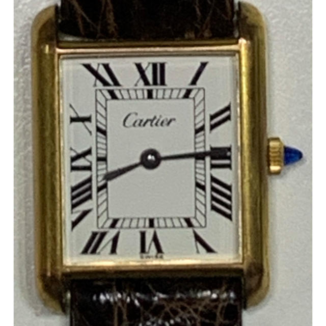 Cartier - 可動 カルティエ マストタンク　手巻き ホワイトダイヤル ローマン レザーベルト