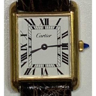 カルティエ(Cartier)の可動 カルティエ マストタンク　手巻き ホワイトダイヤル ローマン レザーベルト(腕時計(アナログ))
