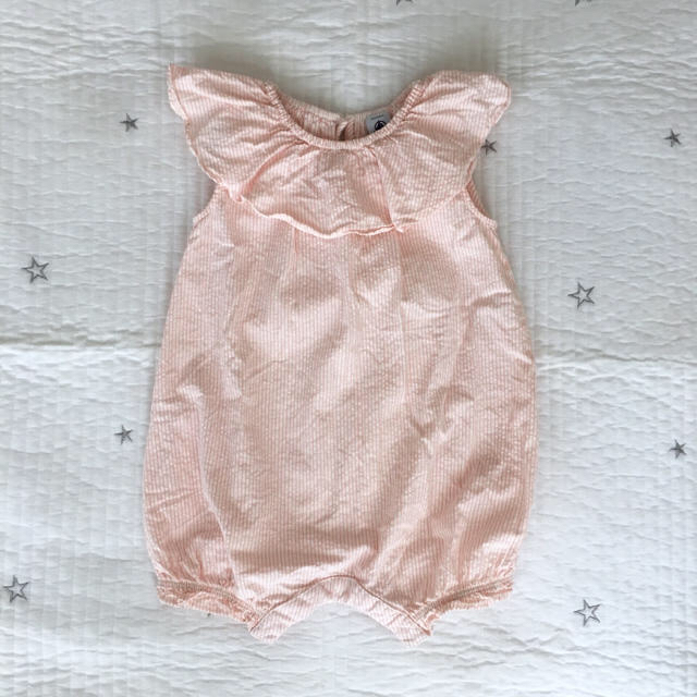 PETIT BATEAU(プチバトー)のプチバトー  シアサッカー  ショートロンパース  24m キッズ/ベビー/マタニティのベビー服(~85cm)(ロンパース)の商品写真