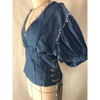 ザラ(ZARA)のZARA  デニム トップス(シャツ/ブラウス(半袖/袖なし))