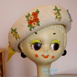 ♛Vintage flower hat♞　U.S.A(麦わら帽子/ストローハット)