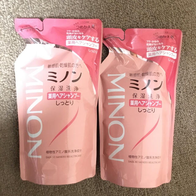 第一三共ヘルスケア(ダイイチサンキョウヘルスケア)のミノン 薬用ヘアシャンプー 詰替用 380ml 2つ コスメ/美容のヘアケア/スタイリング(シャンプー)の商品写真