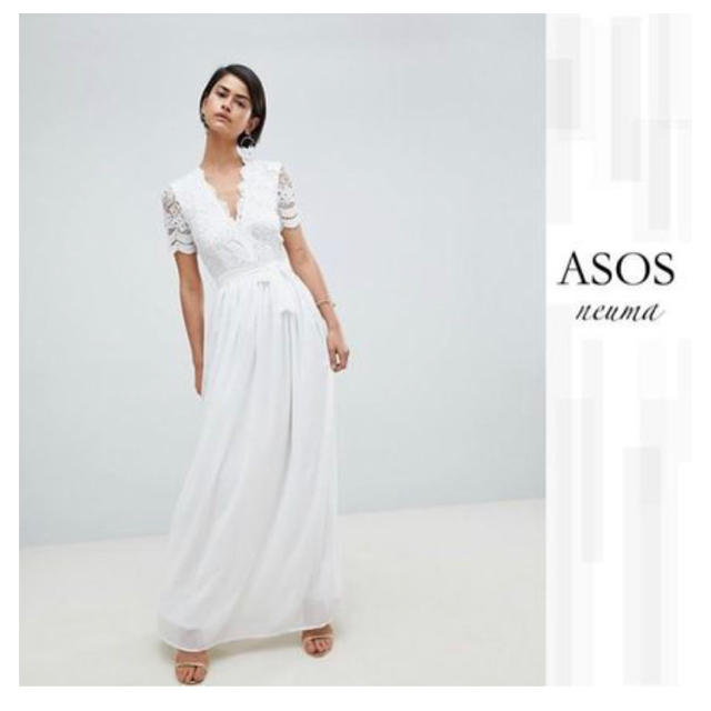 asos※ウェディングドレス※Vネックレース マキシドレス - ウェディング