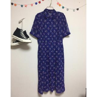 サンタモニカ(Santa Monica)のvintage flower ワンピース✦︎usa(ひざ丈ワンピース)