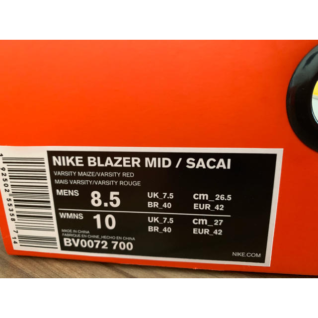 NIKE(ナイキ)のNIKE sacai ブレーザーMID メンズの靴/シューズ(スニーカー)の商品写真
