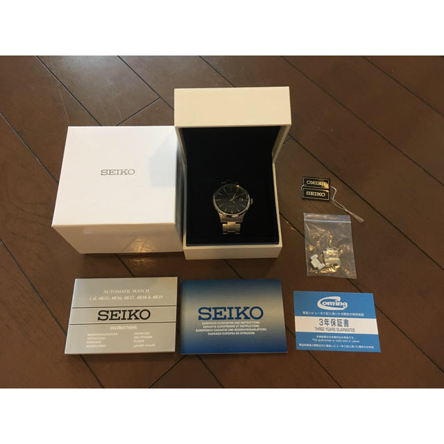 SEIKO(セイコー)の【逆輸入SEIKO】セイコー 自動巻き ブラックダイアル ステンレスベルト メンズの時計(腕時計(アナログ))の商品写真