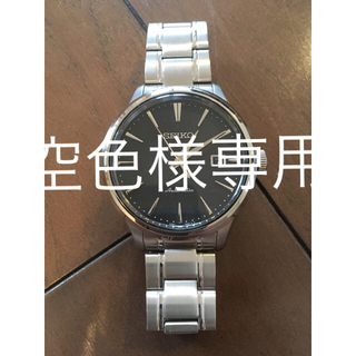 セイコー(SEIKO)の【逆輸入SEIKO】セイコー 自動巻き ブラックダイアル ステンレスベルト(腕時計(アナログ))