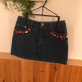ミュウミュウ Miu Miu デニムスタッズ ミニスカート【L's36/14万/薄