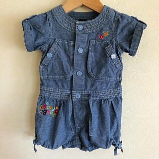 ベビーギャップ(babyGAP)のカバーオール オールインワン つなぎ 80 女の子 デニム(カバーオール)