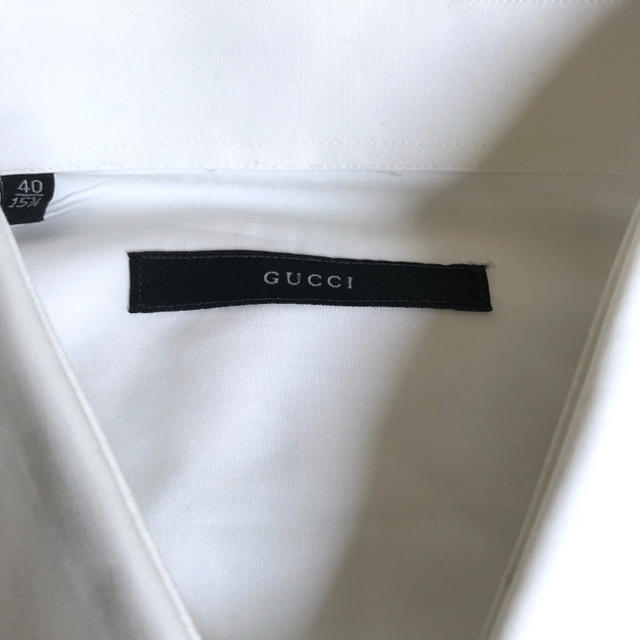 Gucci(グッチ)の定5.5万 GUCCI グッチ コットン長袖ダブルカフスシャツ40 ホワイト メンズのトップス(シャツ)の商品写真