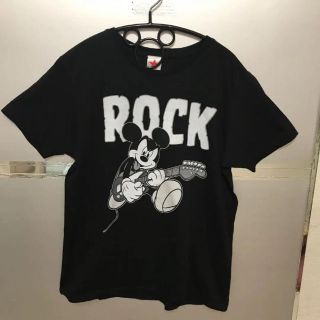 ミッキーマウス(ミッキーマウス)のTシャツ ミッキー ロッキンスター 黒 ブラック(Tシャツ/カットソー(半袖/袖なし))