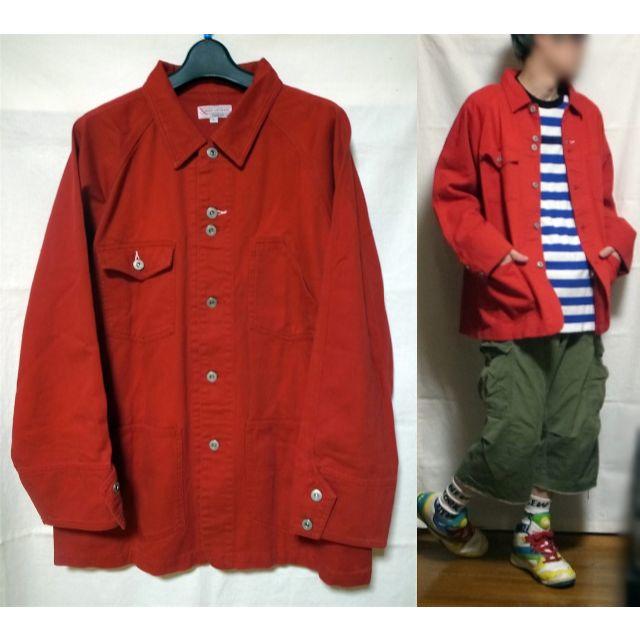 一点物古着 珍しい赤いカバーオール L Red Coverall  メンズのジャケット/アウター(カバーオール)の商品写真