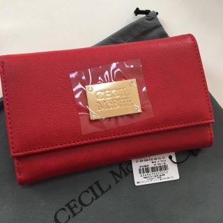 セシルマクビー(CECIL McBEE)の新品 セシルマクビー 四角プレート 三つ折り財布 折財布 ミニ財布 レッド 赤(財布)