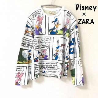 ディズニー(Disney)の【Disney×Zara Kids】Tシャツ(140)長袖 ドナルド 総柄 ザラ(Tシャツ/カットソー)