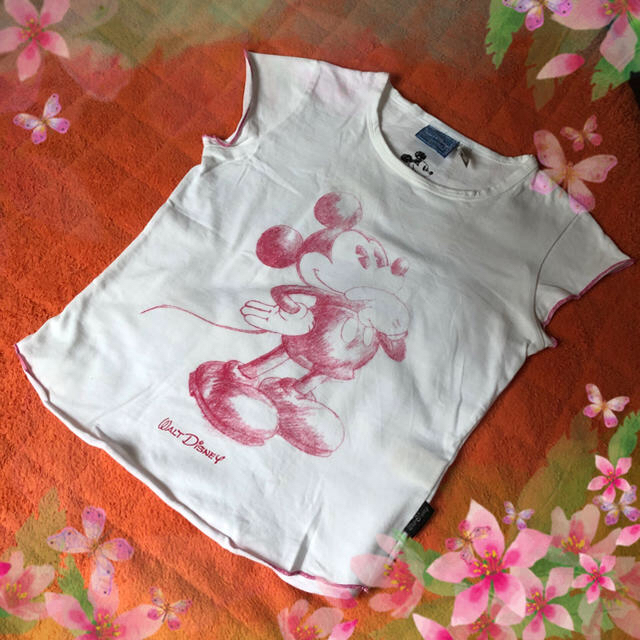 Disney(ディズニー)の白地 ホワイト ピンク　ミッキー ディズニー Tシャツ❣️ レディースのトップス(Tシャツ(半袖/袖なし))の商品写真
