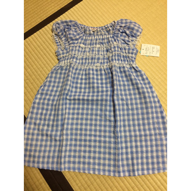 タグ付新品！水色ギンガムチェック   ワンピース キッズ/ベビー/マタニティのキッズ服女の子用(90cm~)(ワンピース)の商品写真