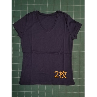 セシール(cecile)の2枚組ネイビーVネックTシャツ(Tシャツ(半袖/袖なし))