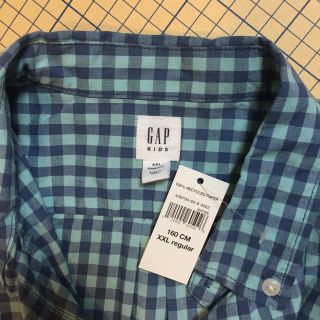 ギャップキッズ(GAP Kids)の 新品 シャツ 長袖 ブルー チェック柄 GAP KIDS 送料込み(ブラウス)