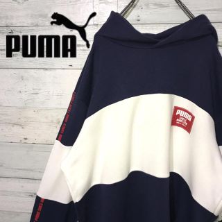 プーマ(PUMA)の【レア】プーマ PUMA☆ワンポイントロゴ サイドデザイン 太ボーダー パーカー(パーカー)