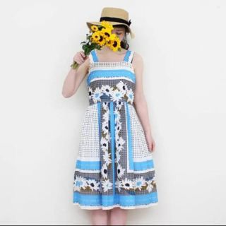 ドットアンドストライプスチャイルドウーマン(Dot&Stripes CHILDWOMAN)のDot&Stripes スカーフプリントキャミワンピース(ひざ丈ワンピース)