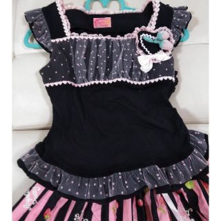 アンジェリックプリティー(Angelic Pretty)のアンジェリックプリティ　夏物カットソー（黒）(カットソー(半袖/袖なし))