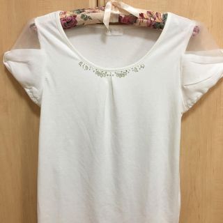 ロディスポット(LODISPOTTO)のLODISPOTTO ビジュー付きリボン袖 Tシャツ(Tシャツ(半袖/袖なし))