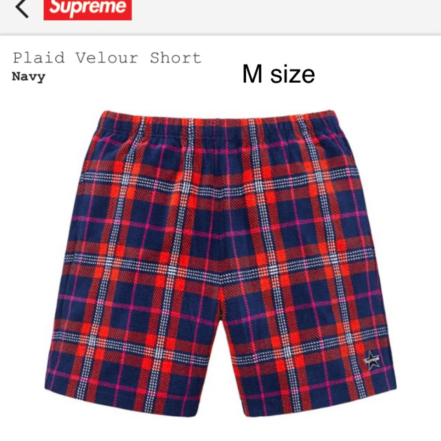 Supreme＃2019sssupreme  Plaid Velour Short  M size