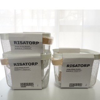 イケア(IKEA)の新品未使用 イケア RISATORP バスケット ホワイト 3個セット(バスケット/かご)