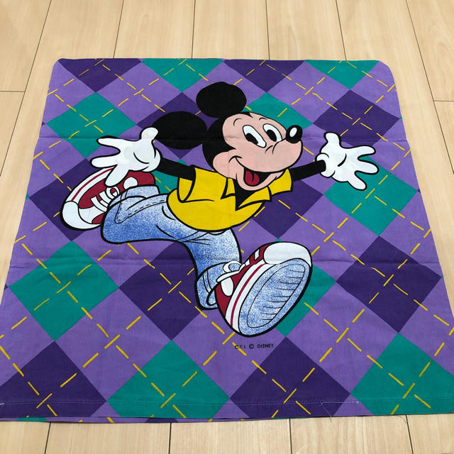 Disney(ディズニー)の🌜ビンテージ   ピローケース🌛②ミッキー 紫 ハンドメイドの素材/材料(生地/糸)の商品写真