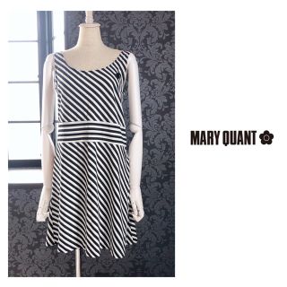 マリークワント(MARY QUANT)のマリークワント マリクワ ◆ 日本製 ボーダー ワンピース バッチ付き(ひざ丈ワンピース)